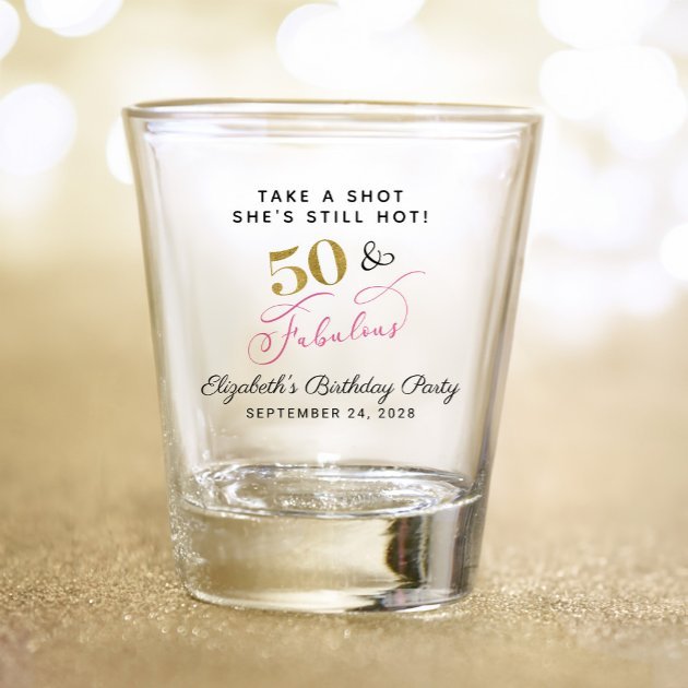 50_fabulous_50th_birthday_pink_gold_party_favor_shot_glass