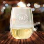 60th Birthday Aged to Perfection Custom Name Year Stemless Wine Glass 60th_birthday_aged_to_perfection_custom_name_year_stemless_wine_glass
