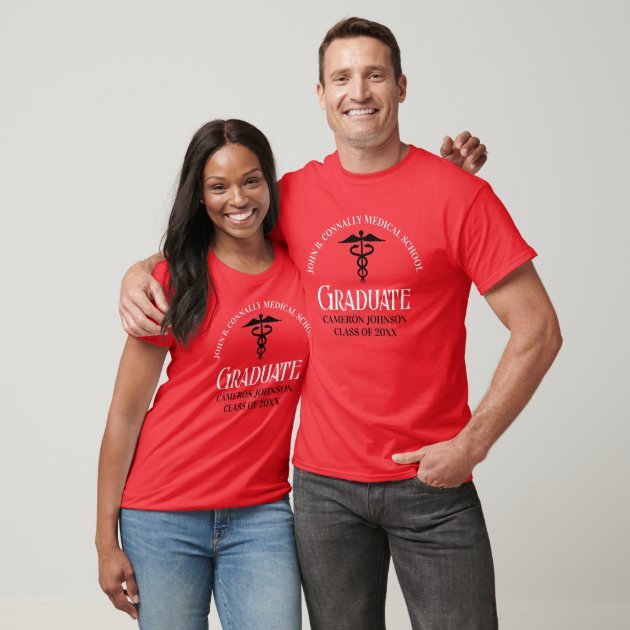 custom_red_black_medical_school_graduation_t_shirt
