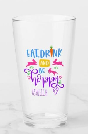 eat_drink_and_be_hoppy_bunny_modern_easter_holiday_glass