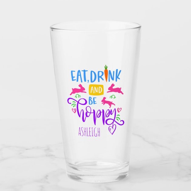 eat_drink_and_be_hoppy_bunny_modern_easter_holiday_glass