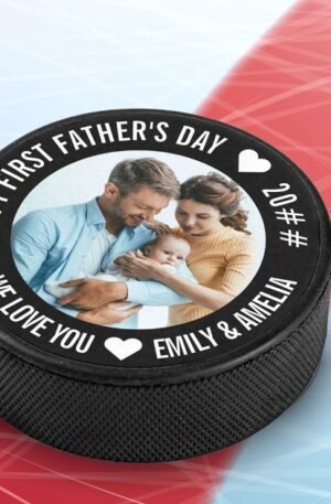 First Fathers Day Hockey Puck