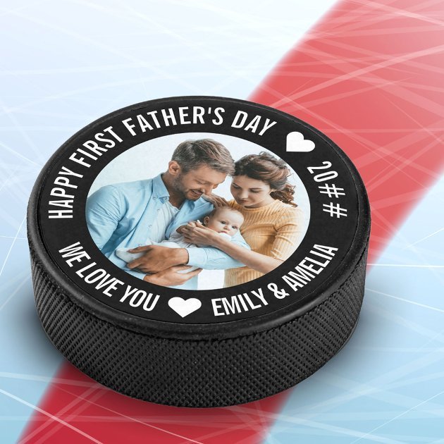 First Fathers Day Hockey Puck