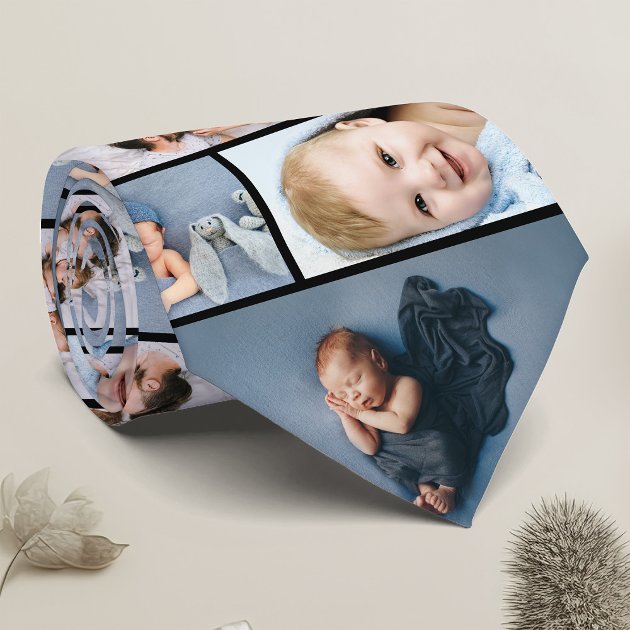 newborn_fathers_day_gift_family_photo_collage_neck_tie
