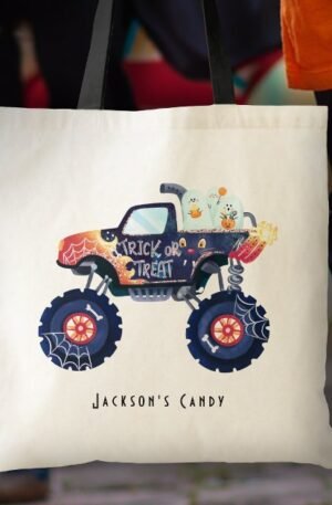 personalized_monster_truck_trick_or_treat_tote_bag