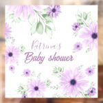 personalized_violet_watercolor_flowers_baby_shower_window_cling