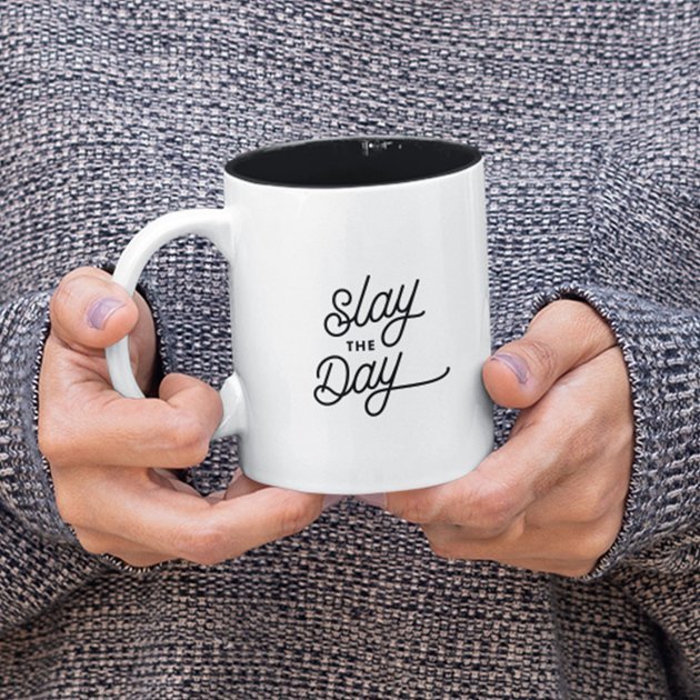 slay_the_day_fun_modern_motivational_typography_two_tone_coffee_mug