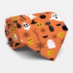 spooky_halloween_symbols_classic_colors_pattern_neck_tie